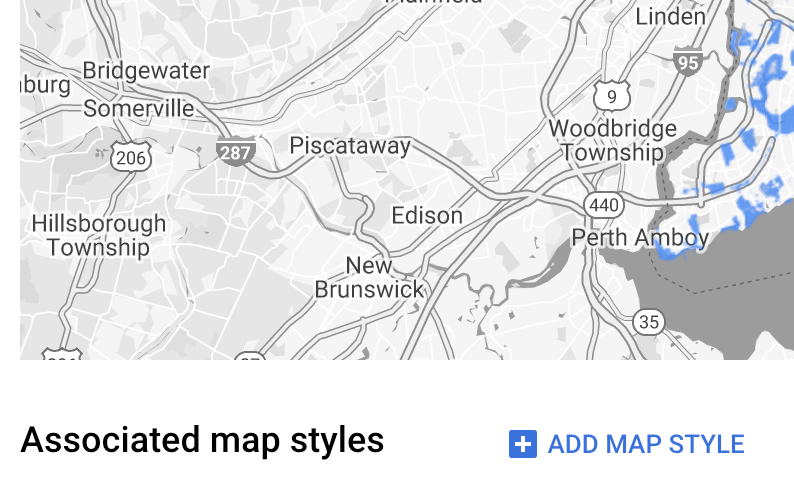 لقطة شاشة لزر &quot;إضافة نمط الخريطة&quot;.