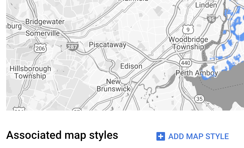 「ADD MAP STYLE」(新增地圖樣式) 按鈕的螢幕截圖。