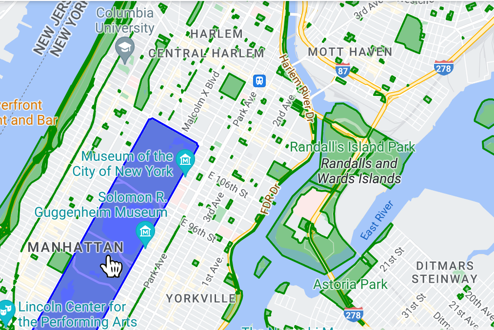 地図をクリックしているカーソルを示したスクリーンショット。