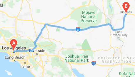 Itinéraire sur une carte.