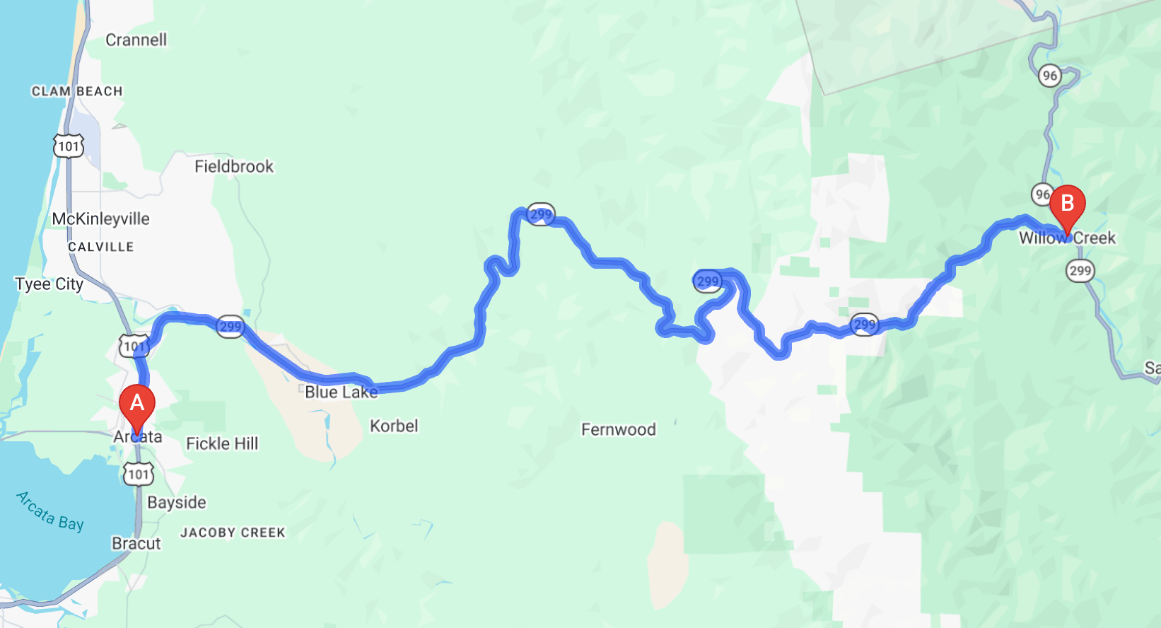 地図上の経路。