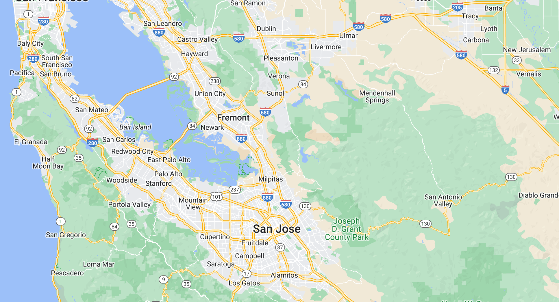 una mappa dell&#39;area di San Jose
