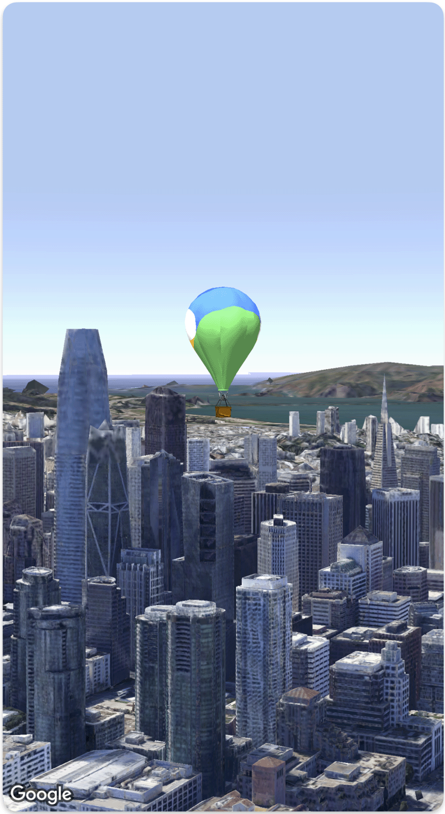 Una vista de mapa que muestra un modelo 3D