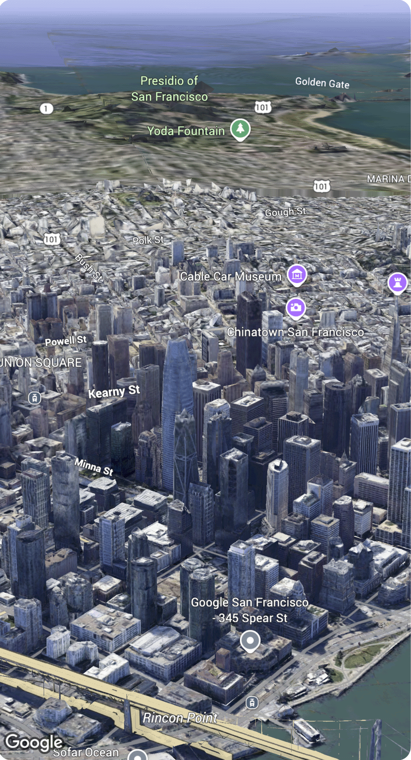 카메라 컨트롤 제한을 보여주는 지도 뷰