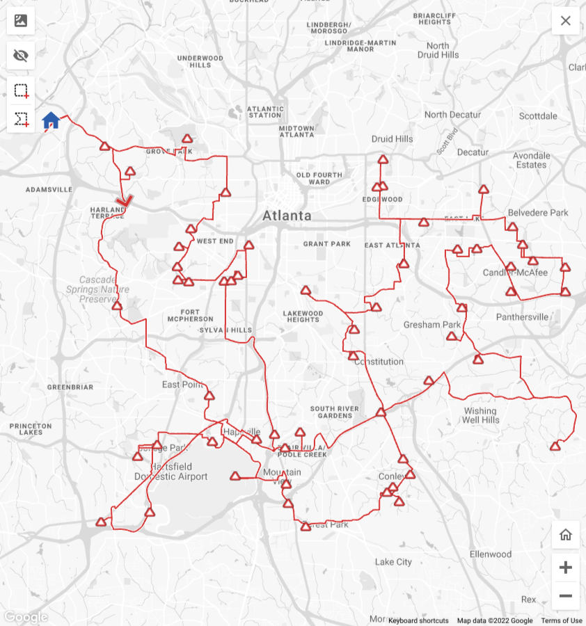 Captura de pantalla de un mapa de Google Maps en la que se muestran varias rutas