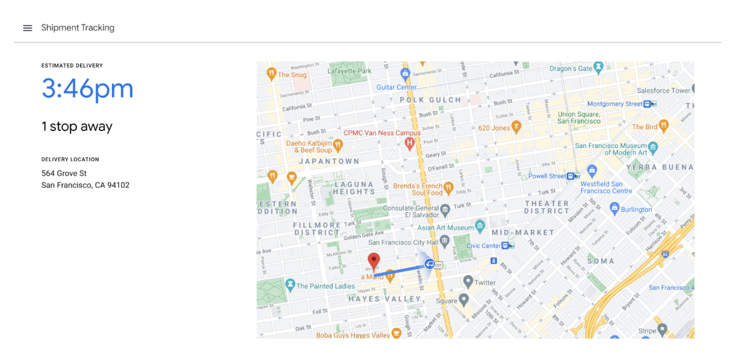 نمونه برنامه وب برای ردیابی یک وظیفه حمل و نقل برنامه ریزی شده Sample web app tracking a scheduled shipment
task