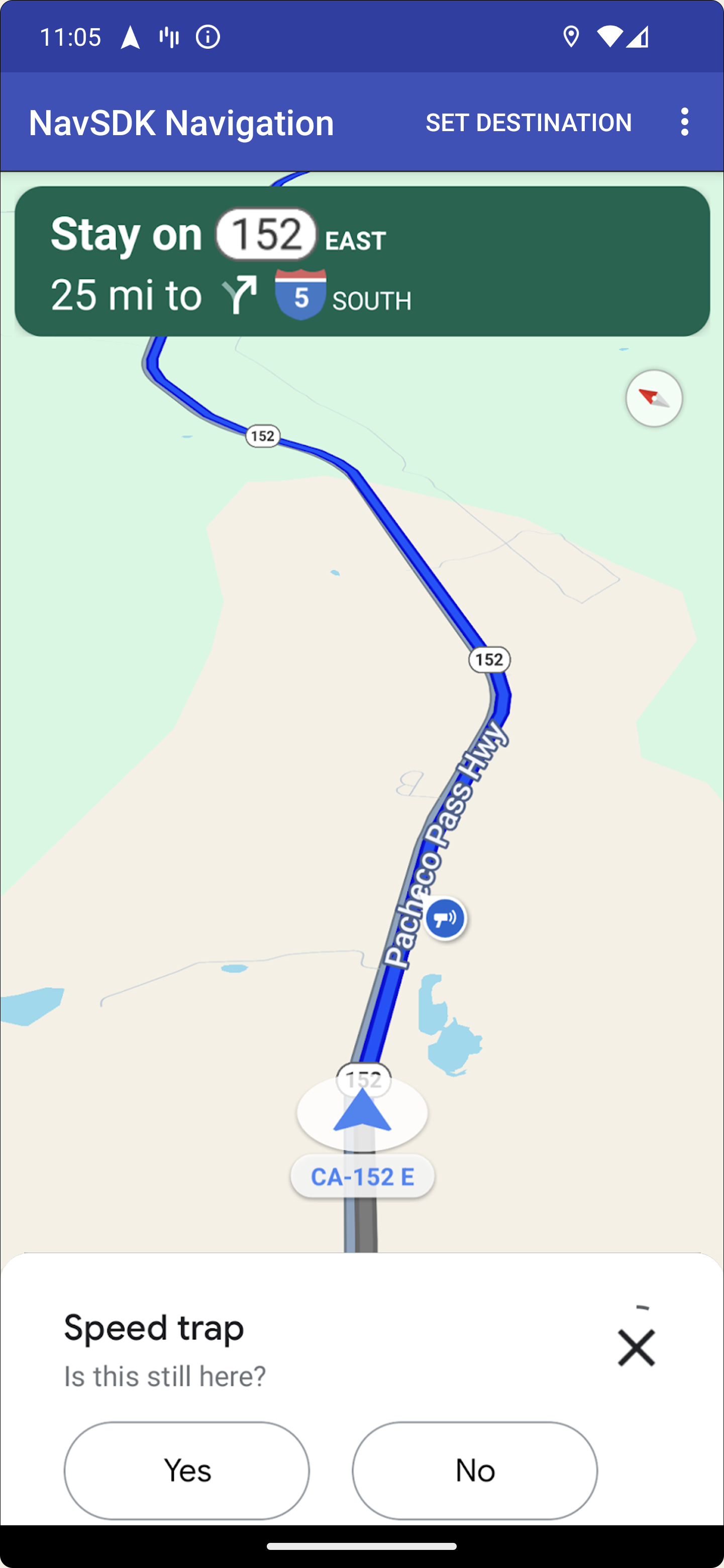 Infokarte für aktive Navigation