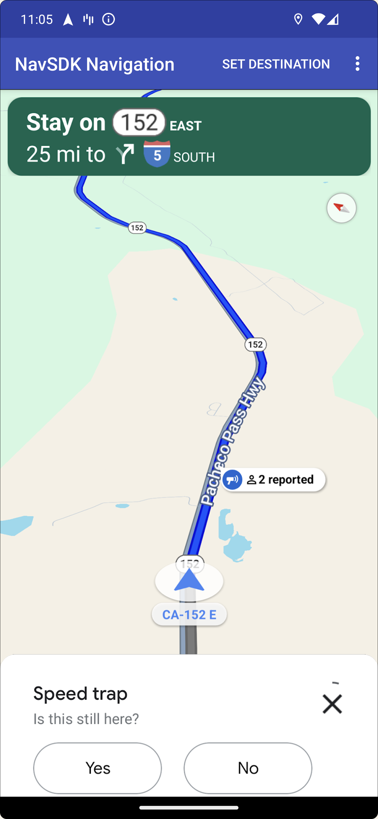 Active navigation info card