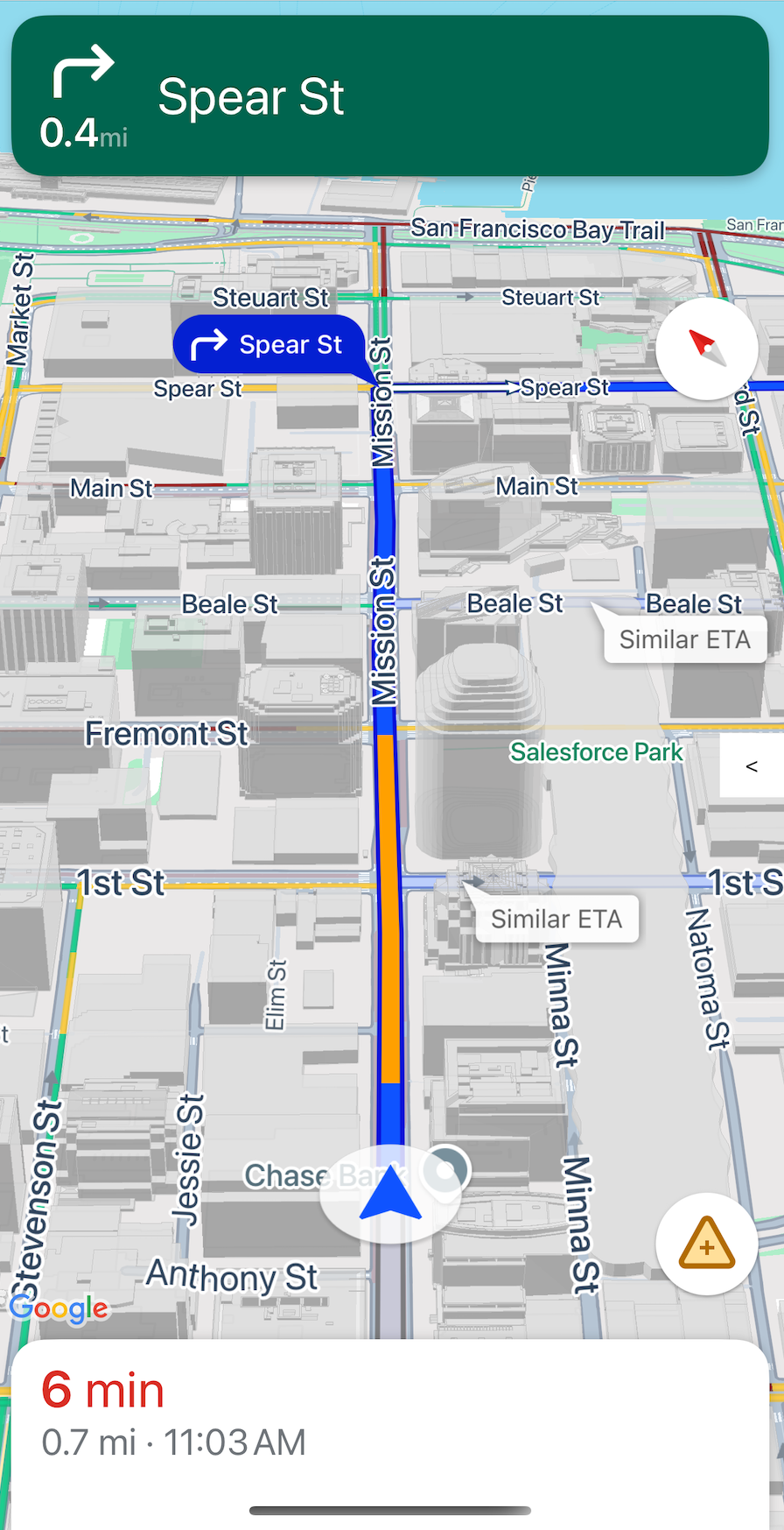 ナビゲーション中の建物の 3D 表示