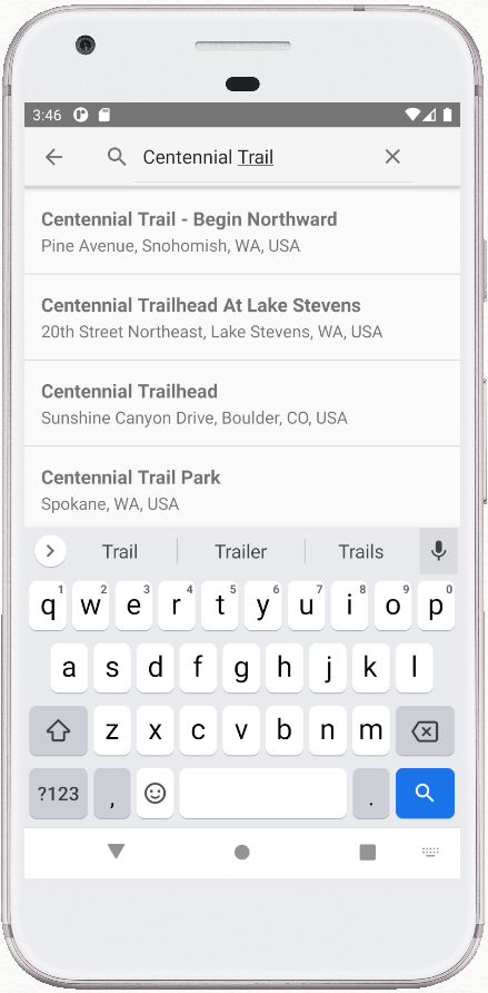 Schermata app Places Search Demo