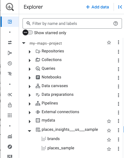BigQuery Explorer panelinde ABD'nin New York şehrindeki veri temizleme odası.