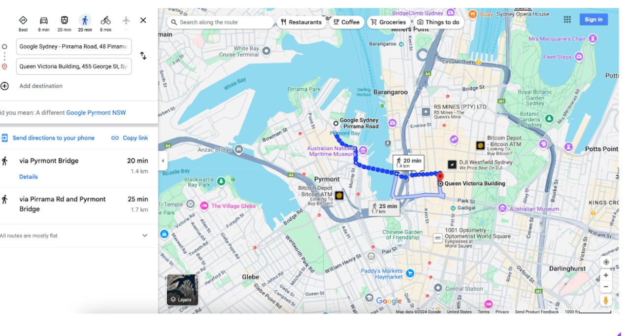 クイーン ビクトリア ビルディングの乗車地点の地図