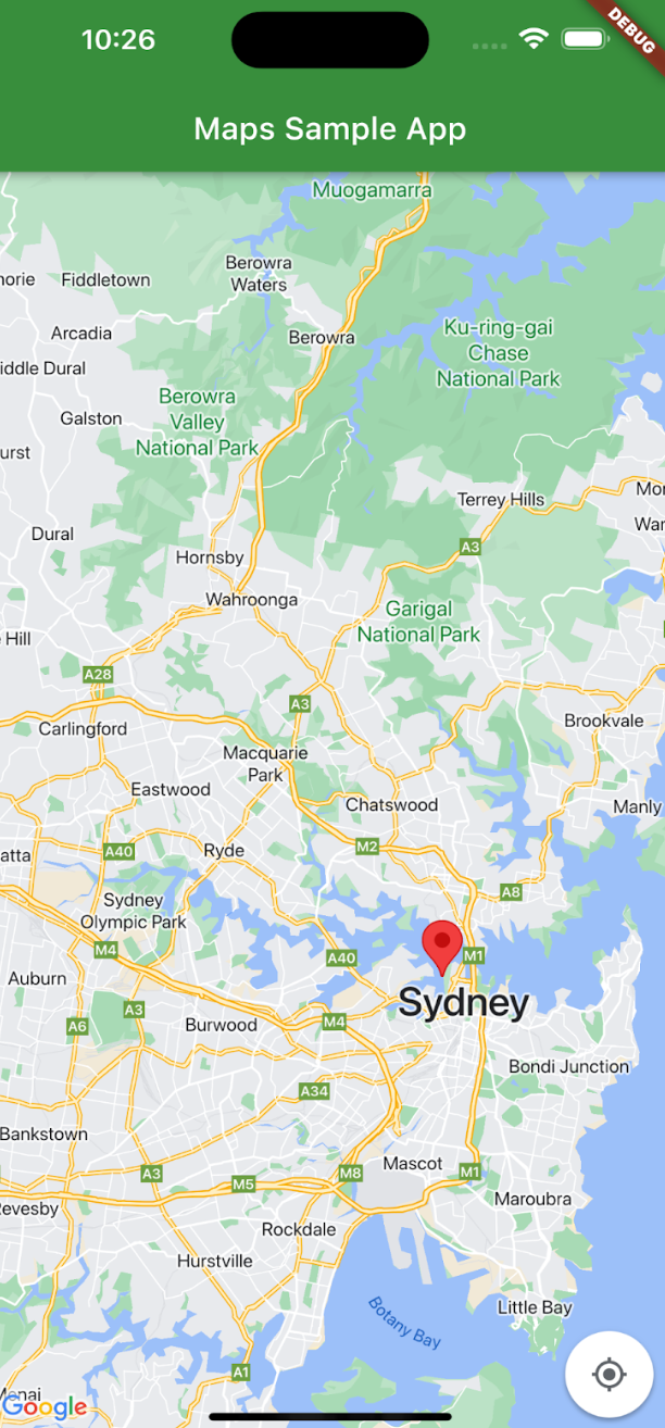 דוגמה של מפה עם סמן