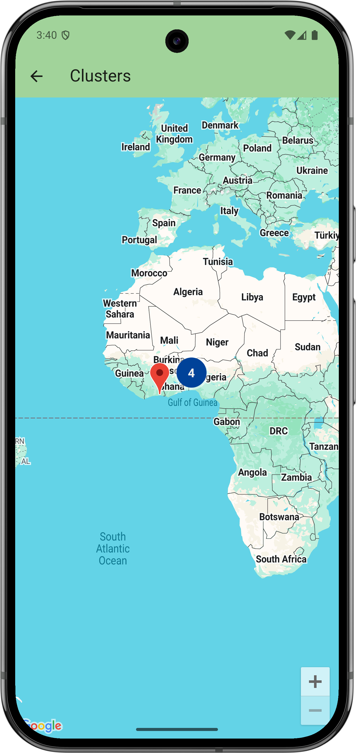 Изображение маркеров кластера.