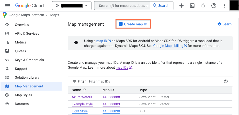 Criar novo ID de mapa