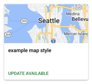 地図のスタイルタイル上の [更新が利用可能です] タグ