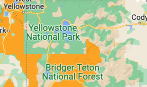 Il parco di Yellowstone mostra lo stile mappa della vegetazione verde anziché l&#39;arancione scelto per la riserva naturale