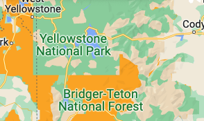 Il parco di Yellowstone mostra lo stile della mappa della vegetazione verde anziché l'arancione scelto per la riserva naturale