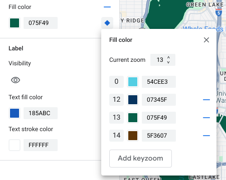 Pour supprimer un style selon le niveau de zoom, sélectionnez le signe moins