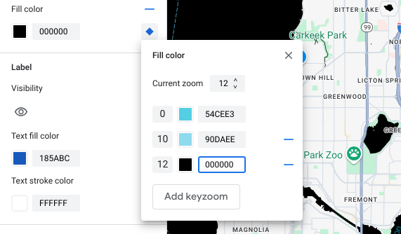 Impostare un nuovo stile per il livello di zoom