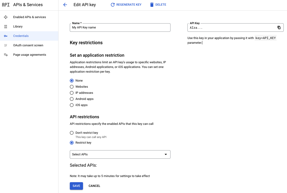 Limitare un'API nella pagina Modifica chiave API