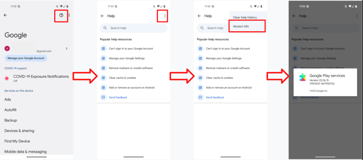 この図は、[Help] メニューから GMS のバージョン情報を確認する方法を示しています。