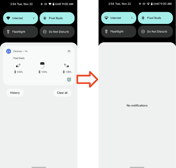 Fermeture de la notification d&#39;avertissement concernant la batterie.