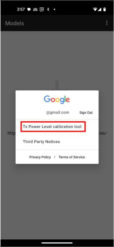 The test is named 'Tx Power Level calibration tool.'