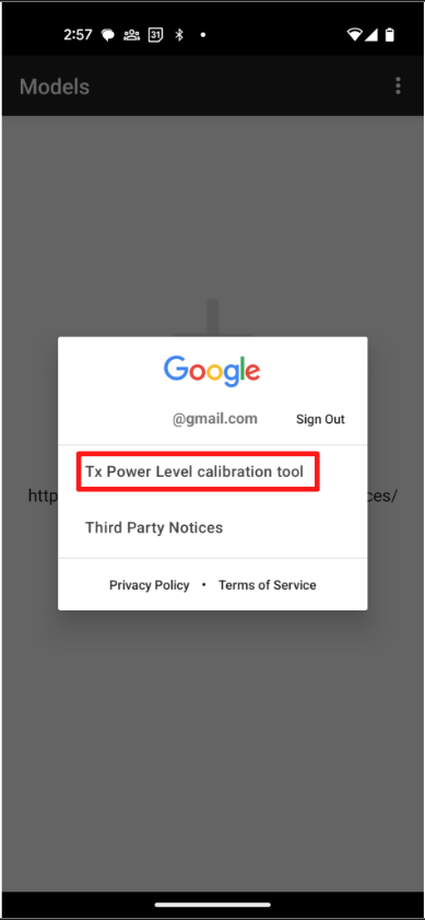 테스트 이름은 &#39;Tx Power Level calibration tool(Tx 전력 수준 보정 도구)&#39;입니다.