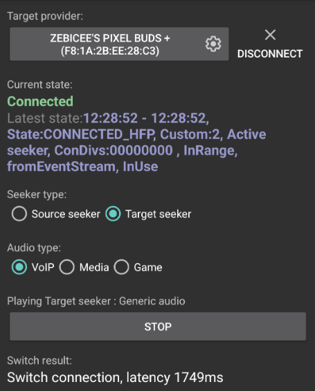 测试应用涵盖了多种用例。 此图片显示了应用运行时的示例
