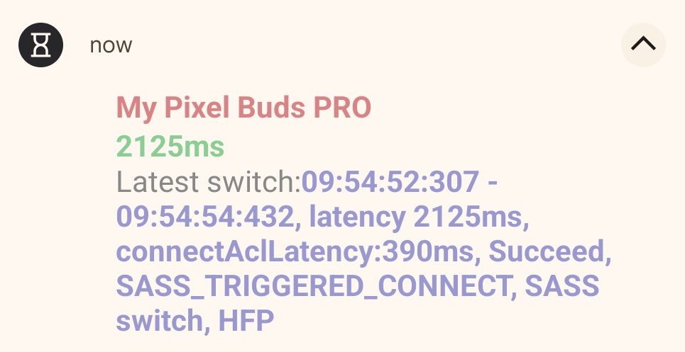 Figure 3: This shows the 'switch latency notification' message.