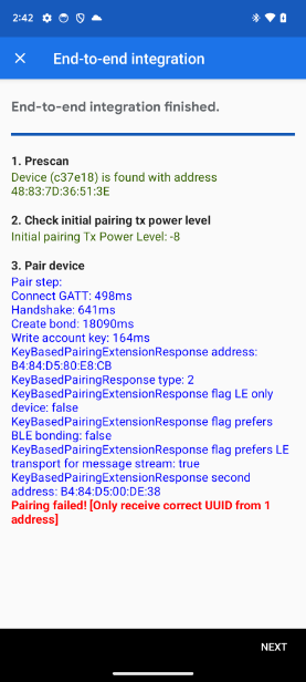 แอปแสดงข้อผิดพลาด &quot;ได้รับ UUID 1 รายการเท่านั้น&quot; ในการทดสอบการผสานรวม E2E