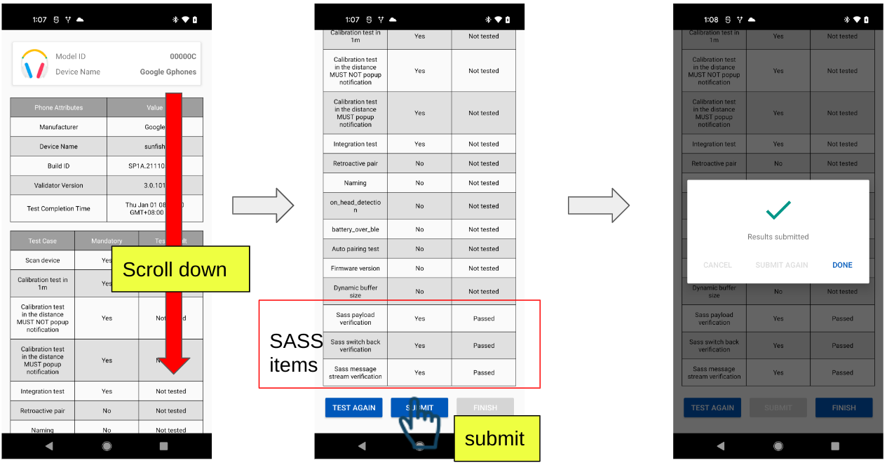 Figure 22: This shows how the result of submitting a test.