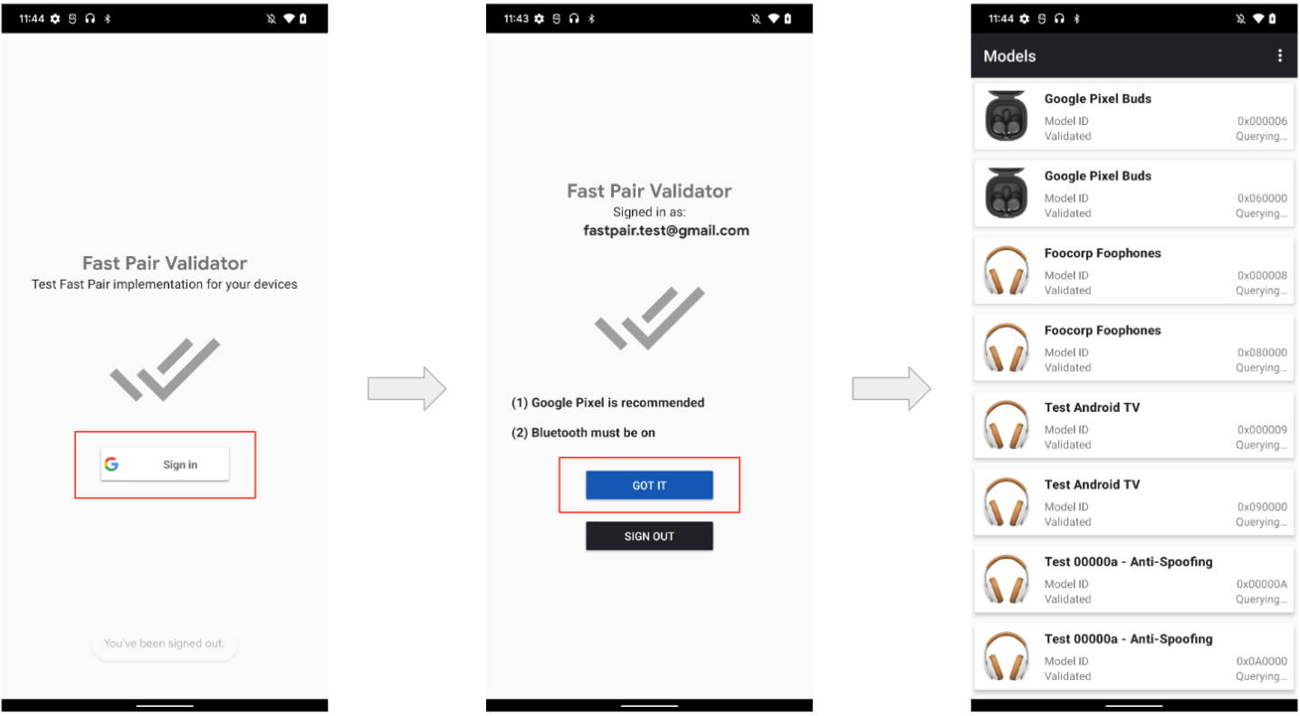 Figura 4: mostra o login inicial e a descoberta de dispositivos.