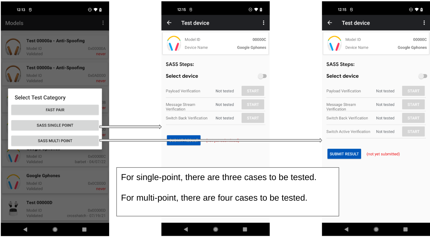 Figure 5: This shows how to select a device for testing.