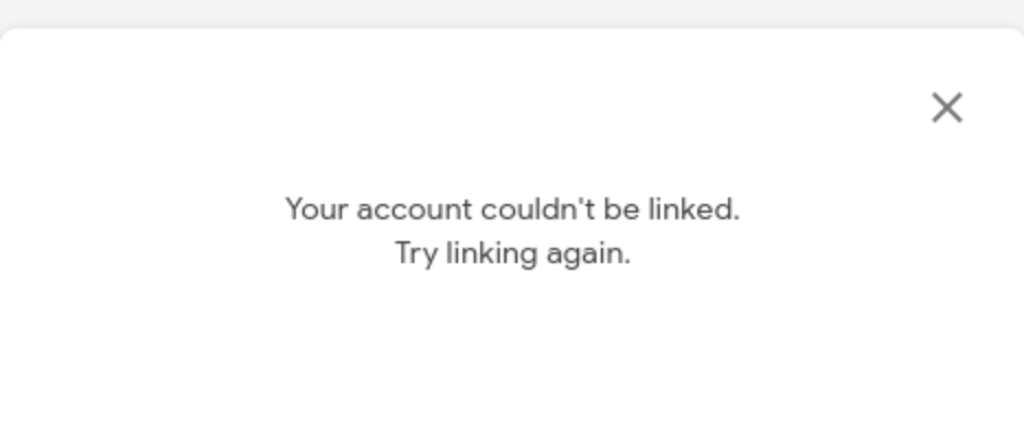 アカウントをリンクできませんでした
