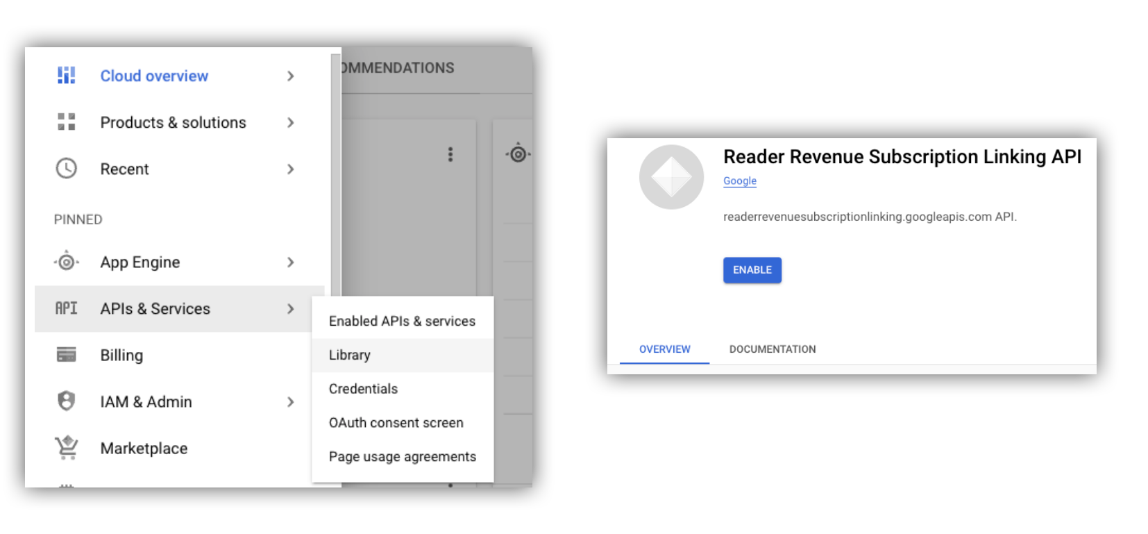 API를 사용 설정하는 대화상자의 스크린샷 api