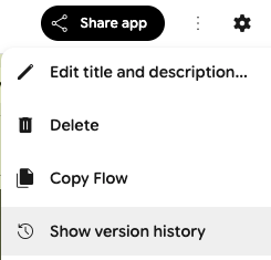 Version history is located under the settings icon