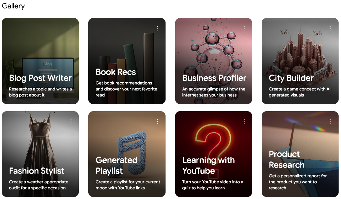 The Gallery contains demo Opal apps