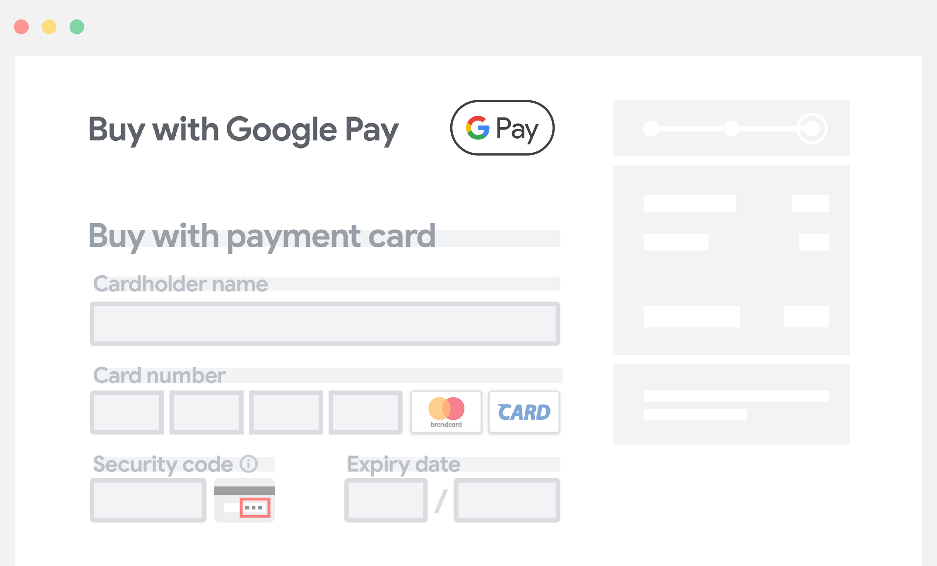 Plasați Google Pay deasupra câmpurilor de introducere manuală pentru informațiile de plată.
