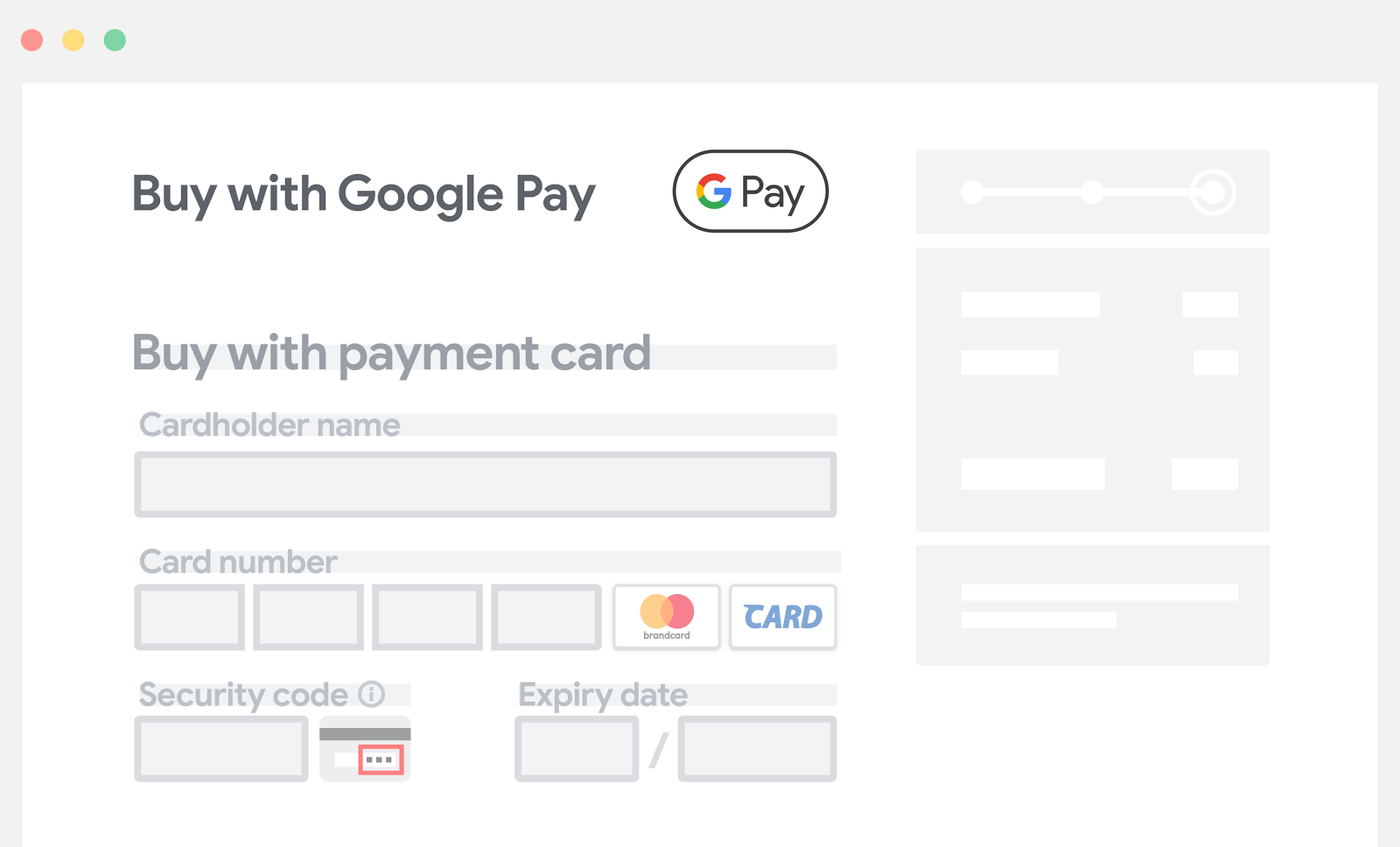 將 Google Pay 置於付款資訊手動輸入欄位上方。