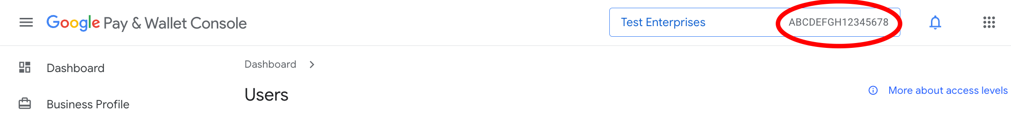 मर्चेंट आईडी दिखाना