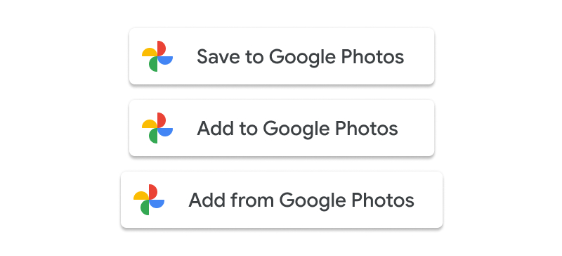 Screenshot of the acceptable usage of the Add to
                  Google Photos and Save to Google Photos buttons