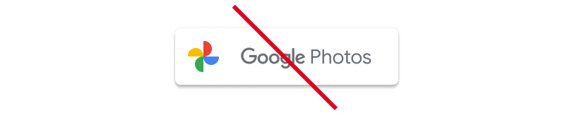 Screenshot of unacceptable usage of the full
                     Google Photos logo as a button