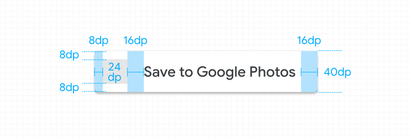 Screenshot of acceptable scaling of the standard
                  Google Photos button