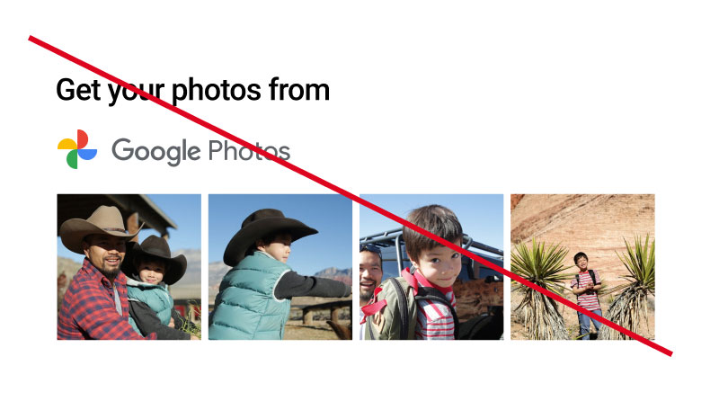 Screenshot of unacceptable usage of Google Photos branded
                  button