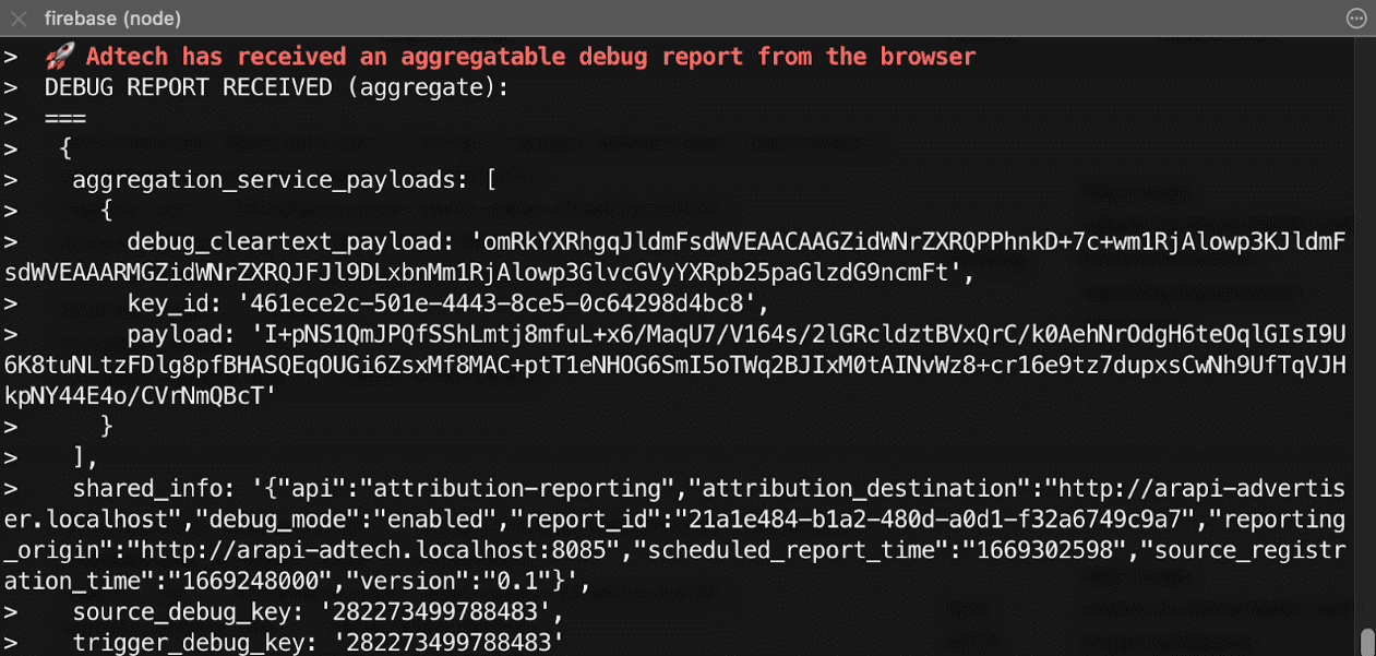 Screenshot: log del server di origine dei report