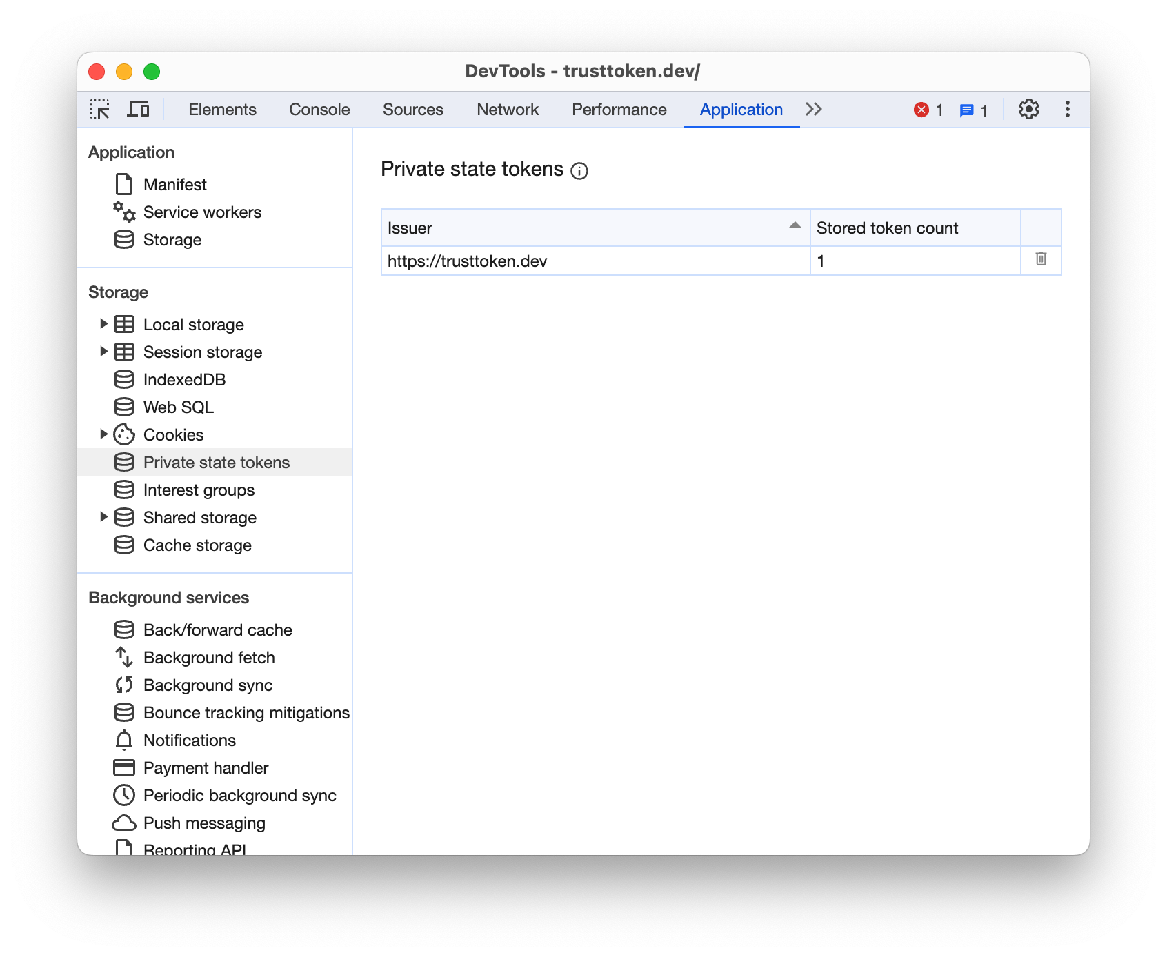 DevTools inspection for Application tab.