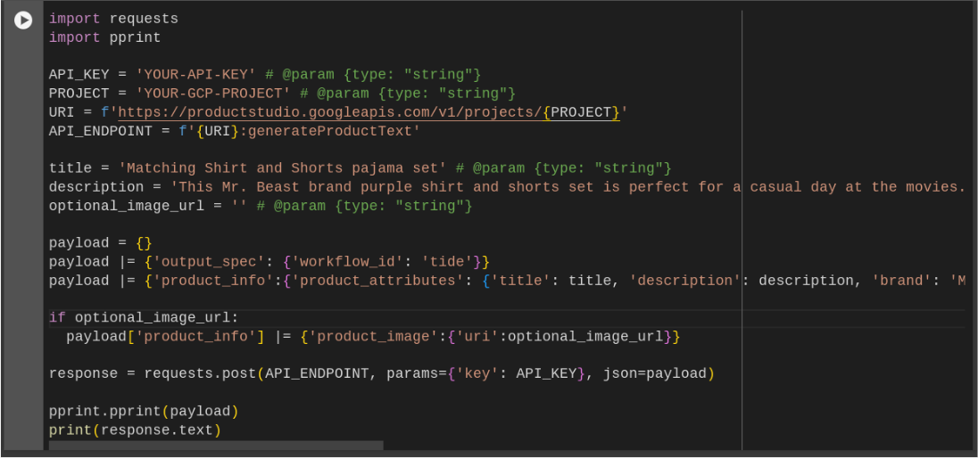 Exemplo de integração para a API Text