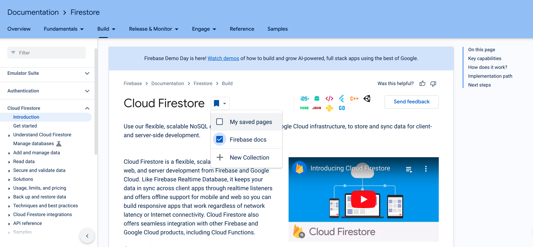 raccolta documenti Firebase